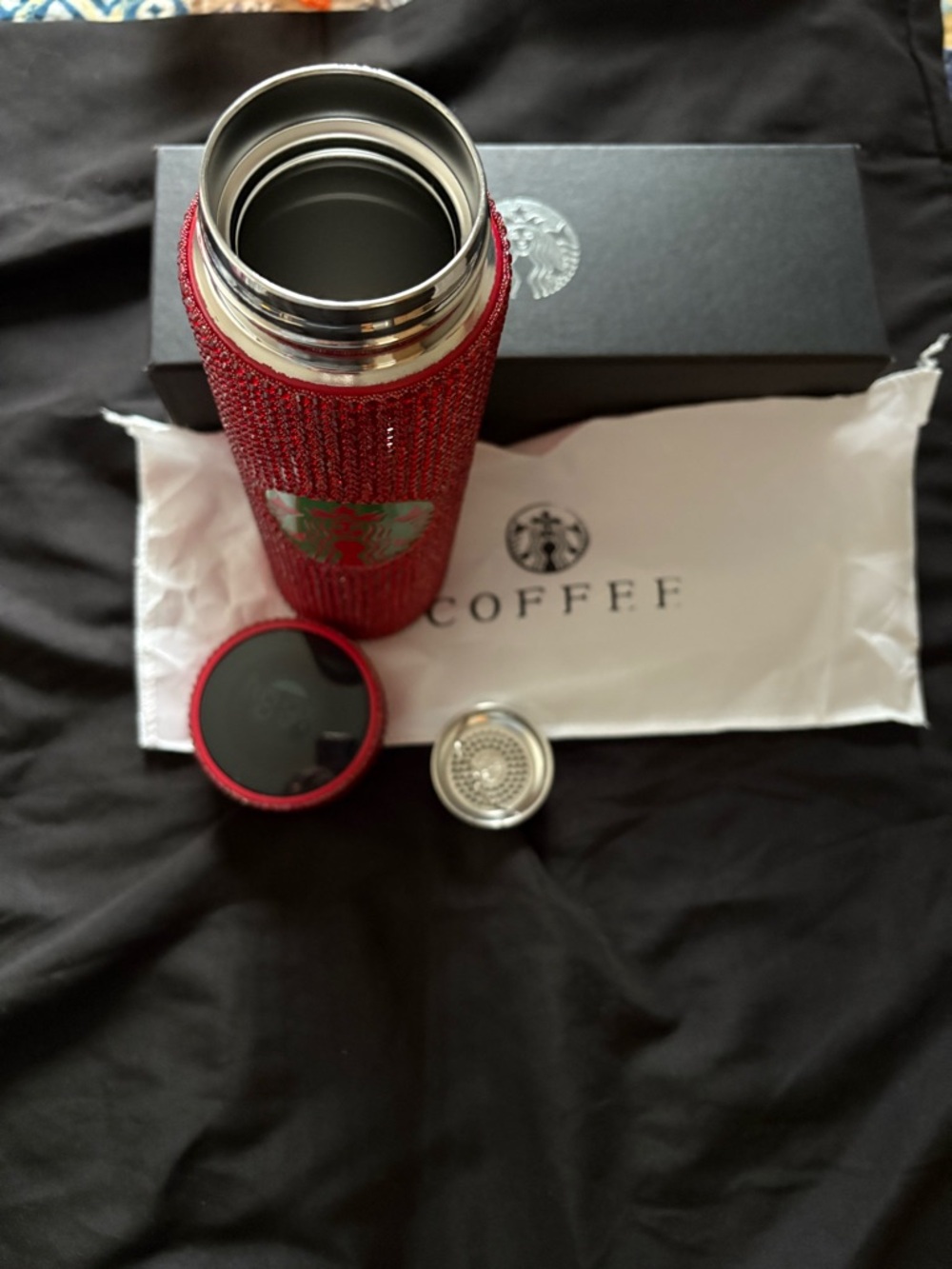 Starbucks Red Knit Travel Tumbler with Stainless Rim